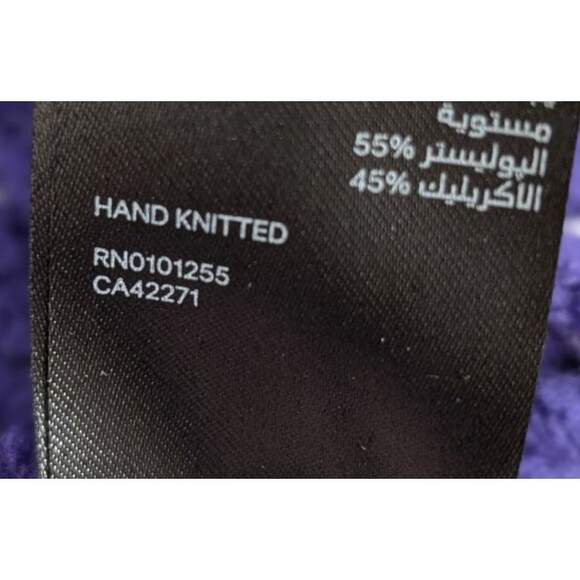 H&M Hand Knit Sweater Oversized M/L Purple White Boho Coastal Comfy & Cozy - Picture 6 of 16